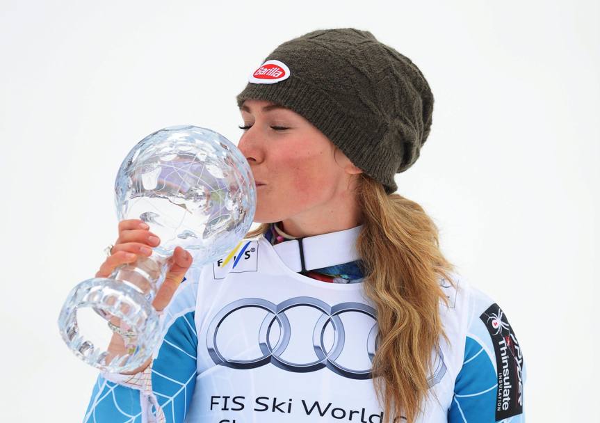 Mikaela Shiffrin vince l&#39;ultimo slalom stagionale nelle finali di Mribel, in Francia, e conquista anche la coppa di specialit. La statunitense, 20 anni,  al suo terzo trofeo consecutivo (Epa)